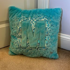 JUSTICE “M” initial pillow